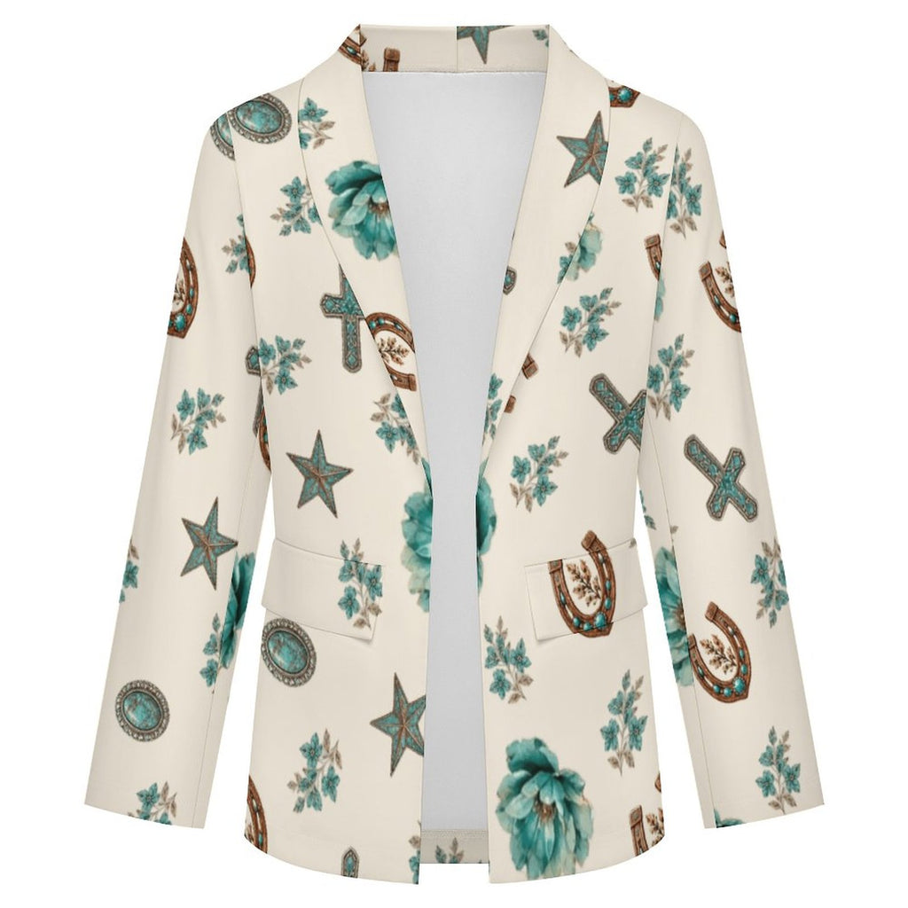Women's Chic Western Wear Casual Lapel Blazer(All-Over Printing)