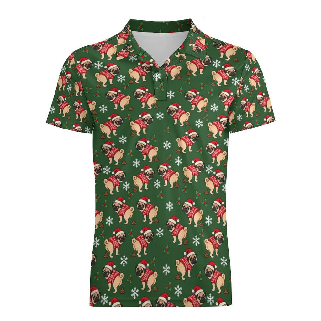 Ugly Christmas Sweater Cotton POLO Shirts Short Sleeve for Men(All-Over Printing)