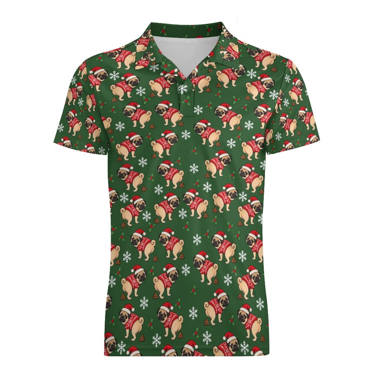 Ugly Christmas Sweater Cotton POLO Shirts Short Sleeve for Men(All-Over Printing)