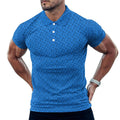 Men's Blue Pickleball Polo Shirts with All-Over printing Design Straight