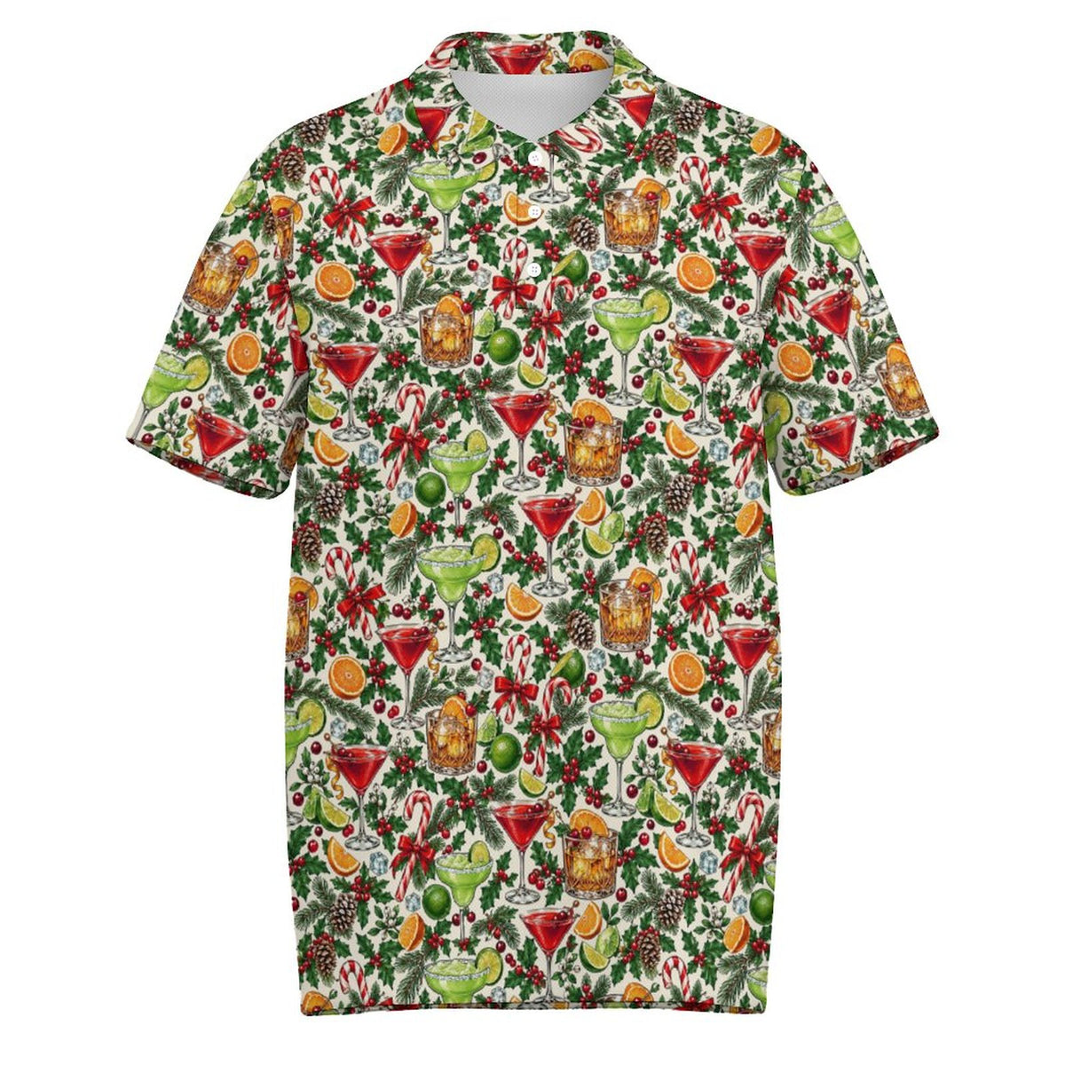 Holiday Cocktails Shirt  Men's Quick Dry POLO Shirt(All-Over Printing)