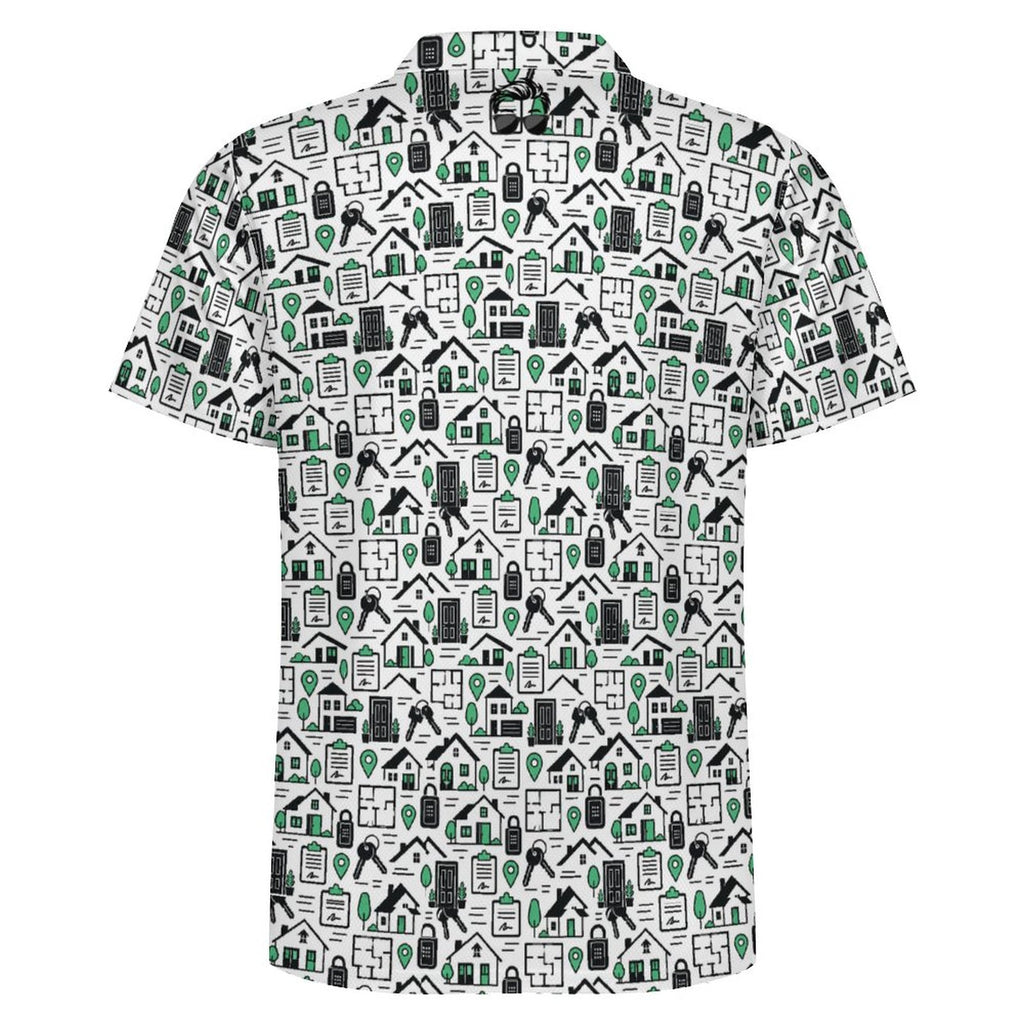 Men's Realtor POLO Shirt(All-Over Printing) Stand out at showings, open houses and closings in this iconic golf polo featuring a bold real estate pattern.