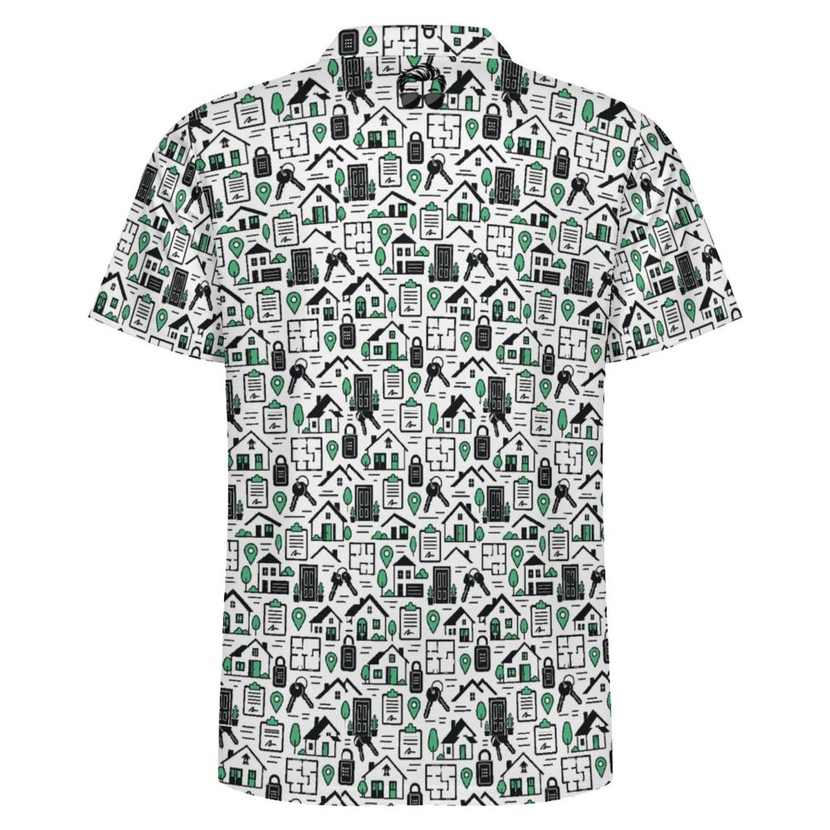 Men's Realtor POLO Shirt(All-Over Printing) Stand out at showings, open houses and closings in this iconic golf polo featuring a bold real estate pattern.