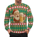 Ugly Christmas sweater Santa beer Oversized Pullover Sweater(All-Over Printing)