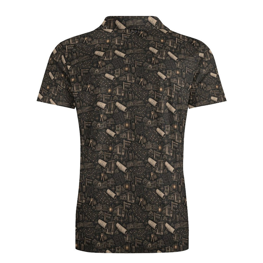 Men's Realtor Polo Shirt UPF50+ 180gsm Cooling Polyester Men's POLO T-shirt(All-Over Printing) Stand out at showings, open houses and closings in this iconic golf polo featuring a bold real estate pat