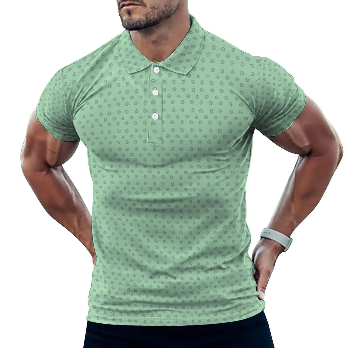 Men's Mint Realtor Homes POLO Shirt Stand out at showings, open houses and closings in this men’s Realtor polo featuring a bold real estate pattern.