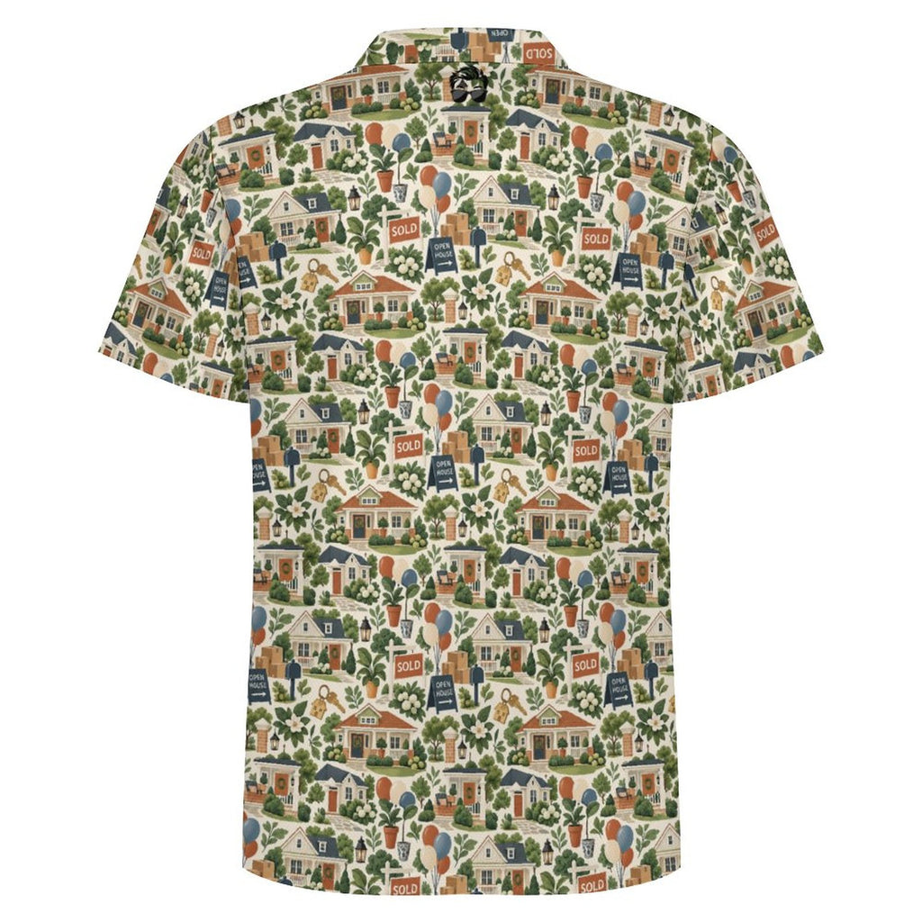Men's Realtor POLO Shirt Stand out at showings, open houses and closings in this iconic golf polo featuring a bold real estate pattern.