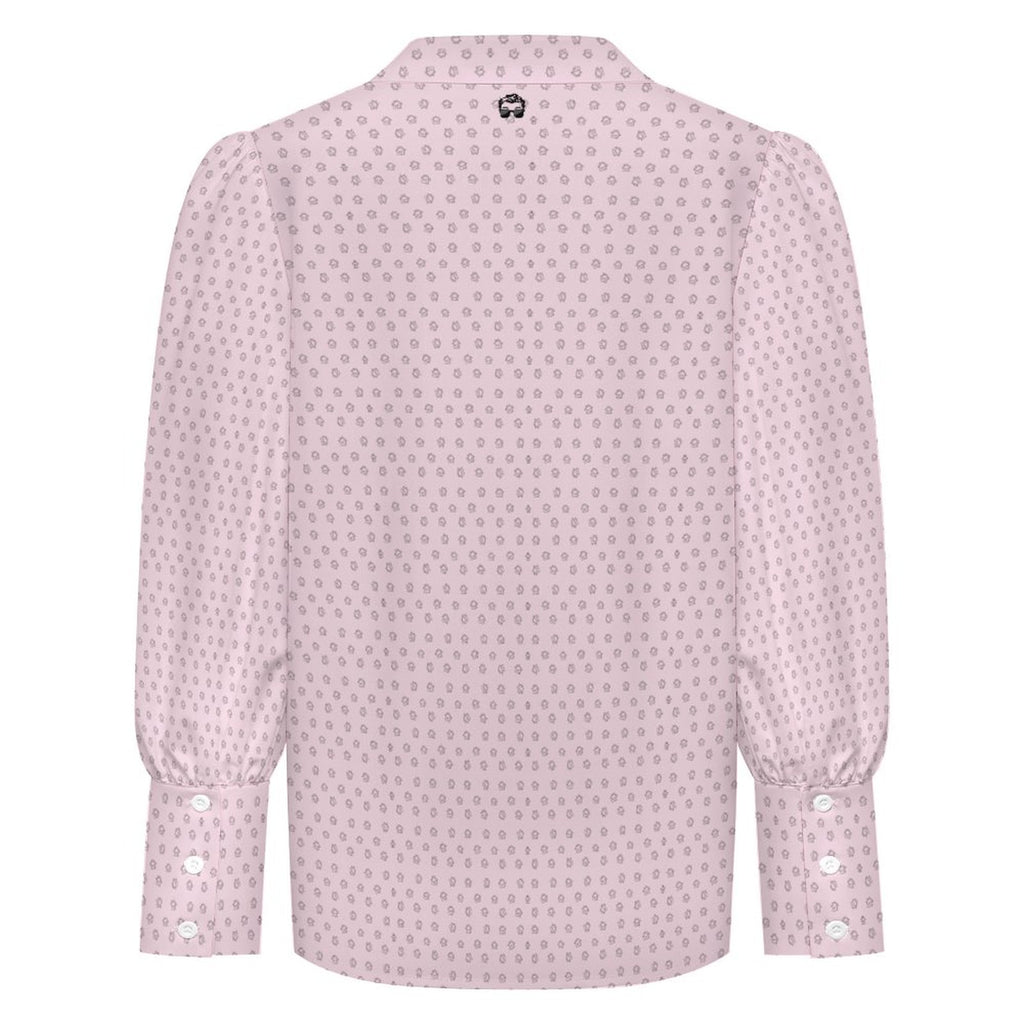 Realtor Little Homes Women's Satin Lantern Sleeve Long Sleeve Blouse(All-Over Printing)