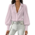 Realtor Little Homes Women's Satin Lantern Sleeve Long Sleeve Blouse(All-Over Printing)