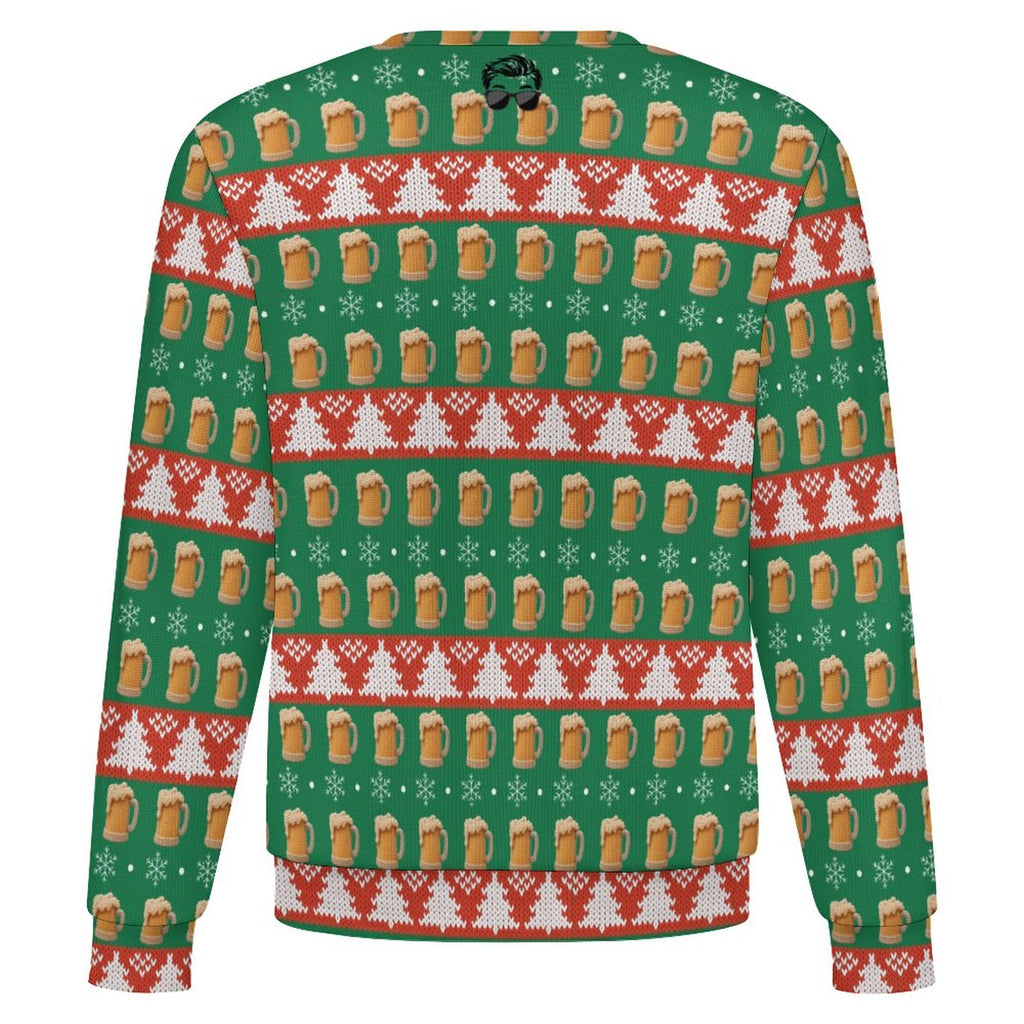 Ugly Christmas sweater Santa beer Oversized Pullover Sweater(All-Over Printing)