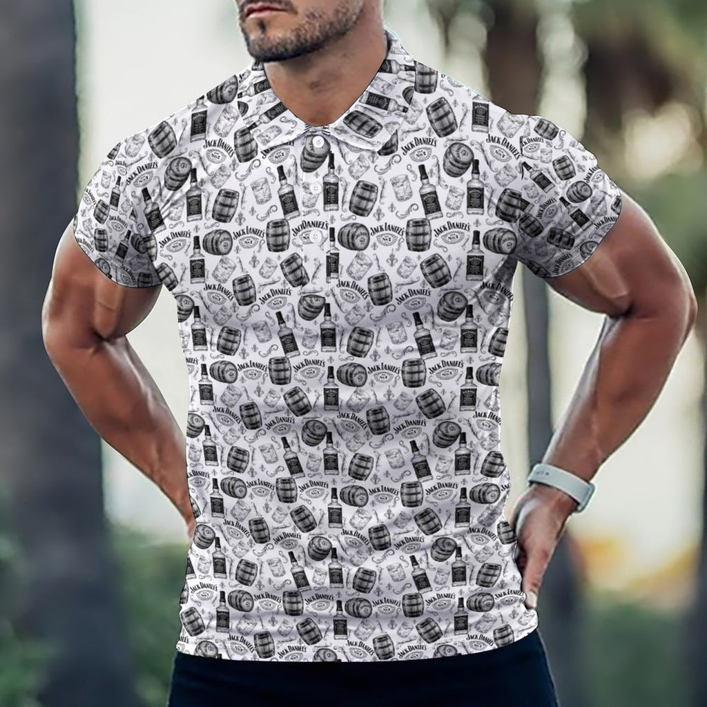 Men's  White Jack Daniels POLO Shirt(All-Over Printing)