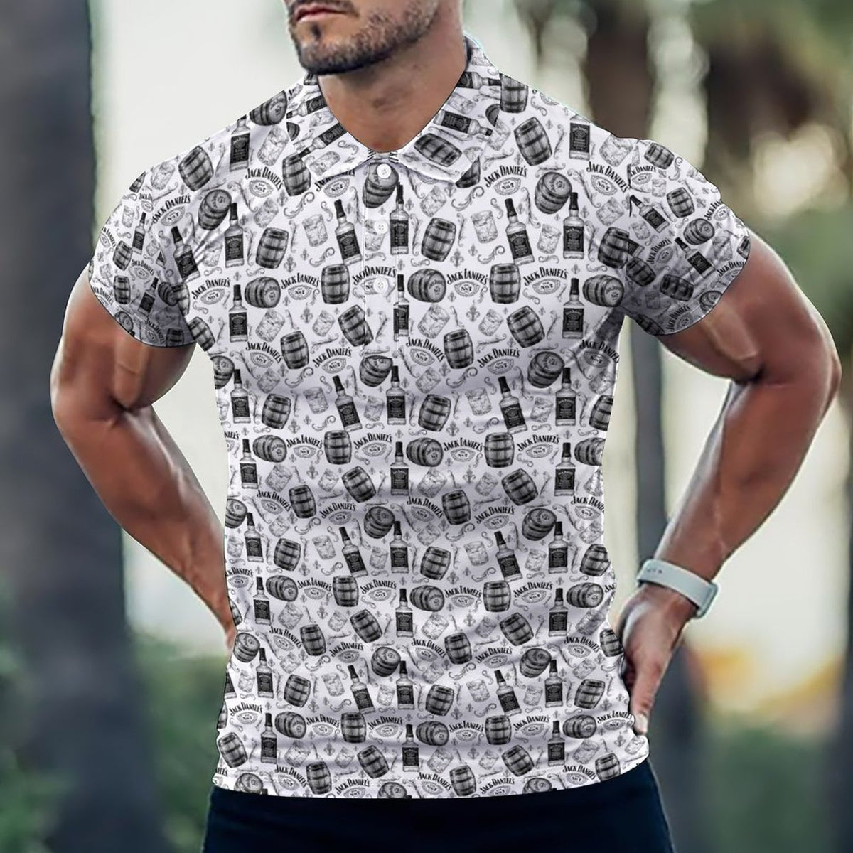 Men's  White Jack Daniels POLO Shirt(All-Over Printing)