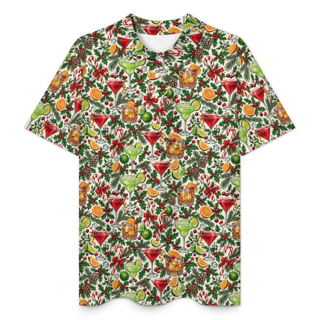 Holiday Cocktails Shirt  Men's Quick Dry POLO Shirt(All-Over Printing)