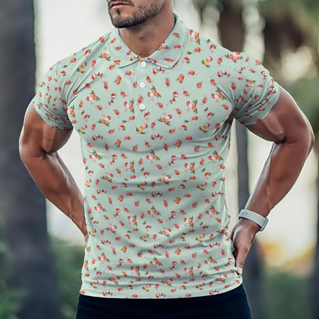 Men's  Christmas Shirt Cocktails POLO Shirt(All-Over Printing)
