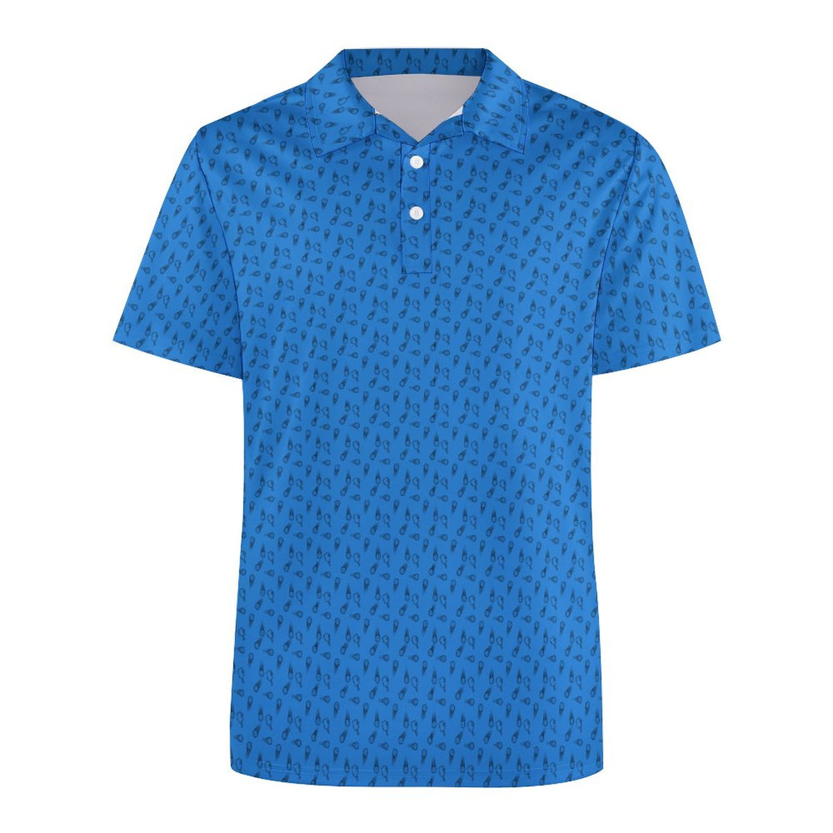 Men's Blue Pickleball Polo Shirts with All-Over printing Design Straight