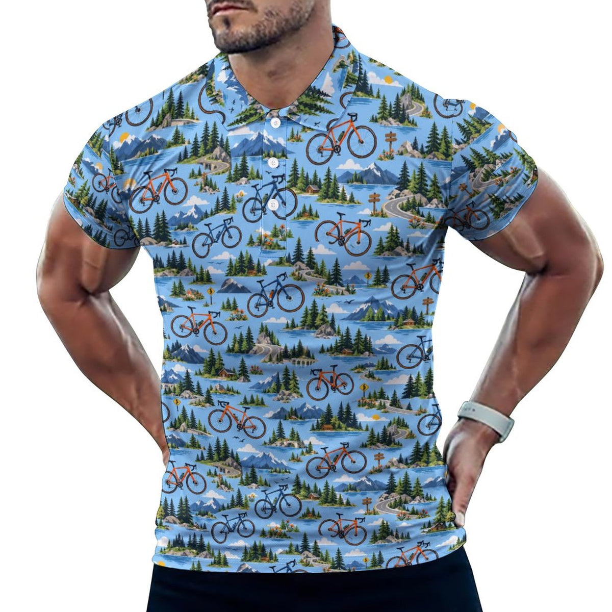 Men's Mountain Biking POLO Shirt(All-Over Printing)