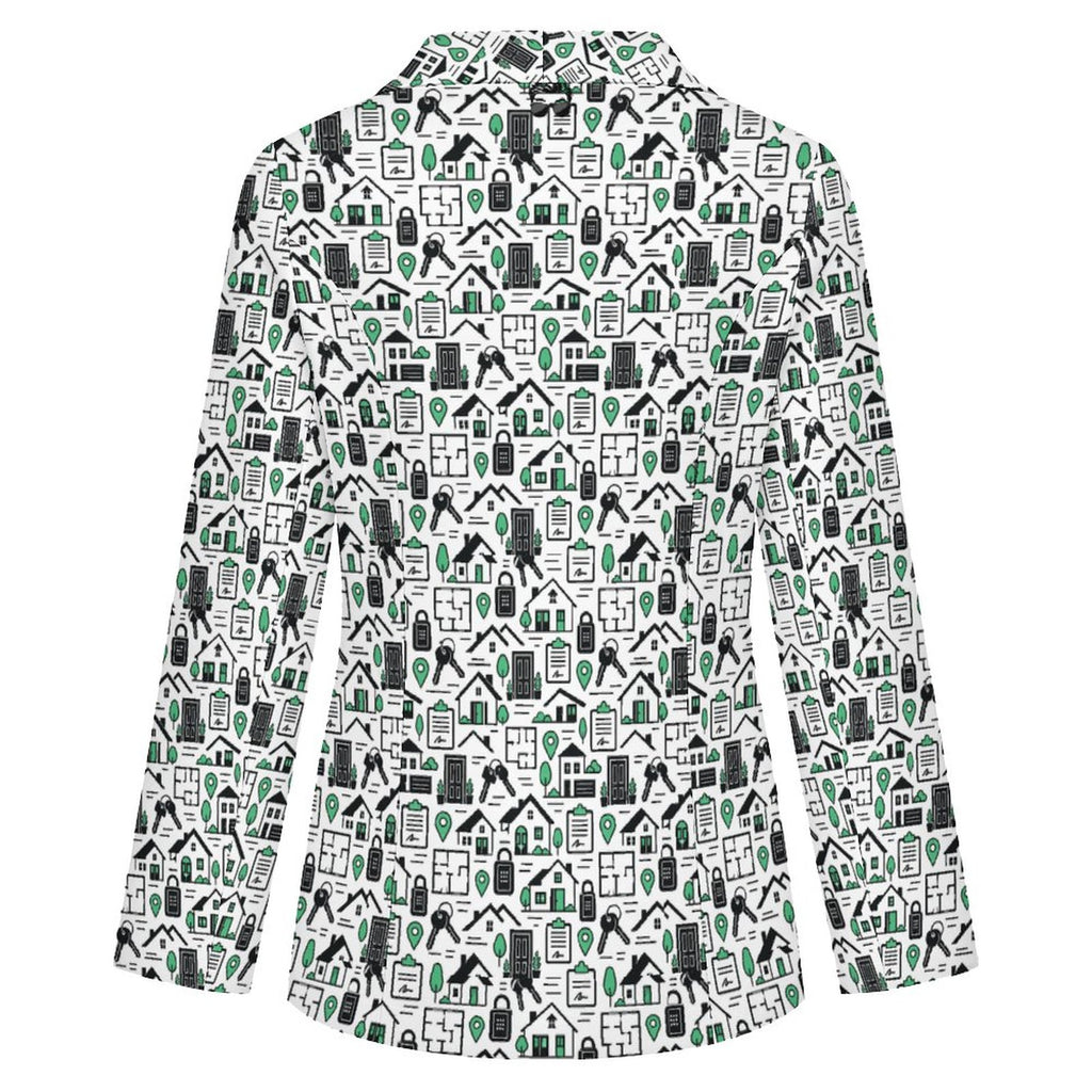 Women's Realtor Lapel Blazer Stand out at showings, open houses and closings in this iconic golf polo featuring a bold real estate pattern.