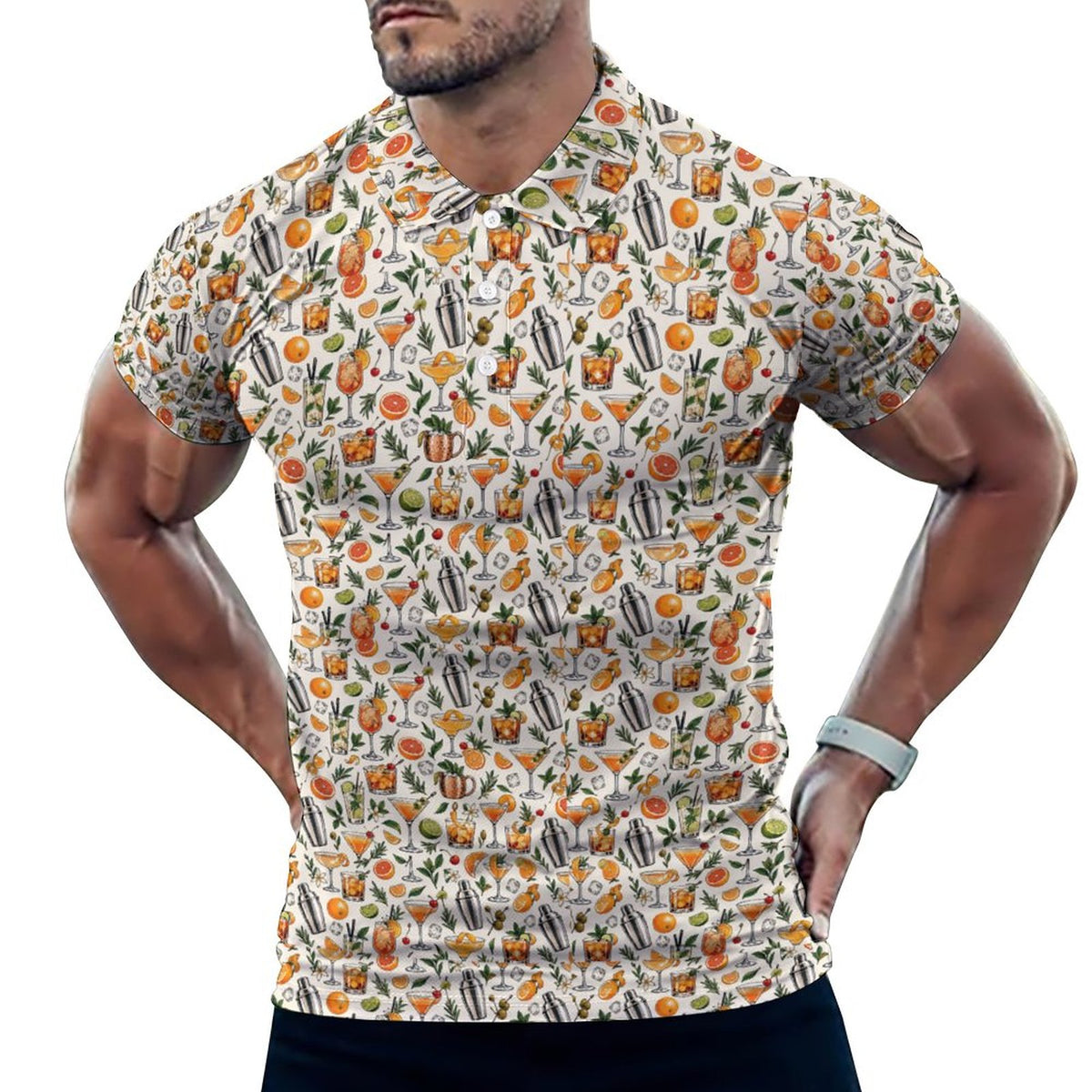 Men's Fall Cocktails POLO Shirt(All-Over Printing)