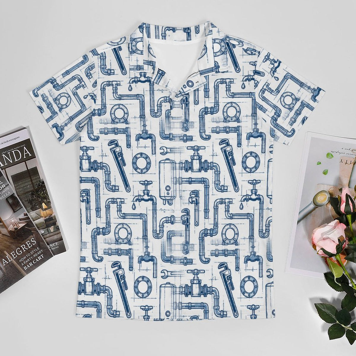 General Contractor Plumber Polo UPF50+ 180gsm Cooling Polyester Men's  Shop plumber polos and shirts with bold plumbing-inspired patterns featuring tools, pipes, wrenches, and trade designs