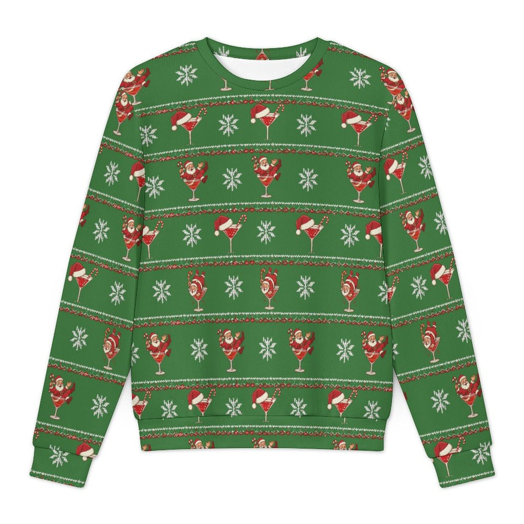 Ugly Christmas Sweater Tipsy Santa Oversized Thick Pullover Sweater(All-Over Printing)