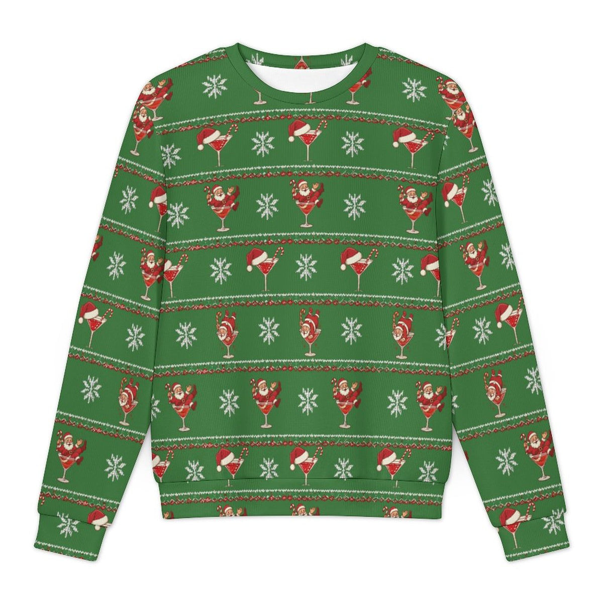 Ugly Christmas Sweater Tipsy Santa Oversized Thick Pullover Sweater(All-Over Printing)