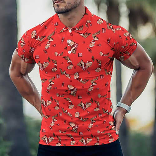Christmas Shirt Mrs. Claus Pinup Naught  Polo Shirts with All-Over printing Design Straight