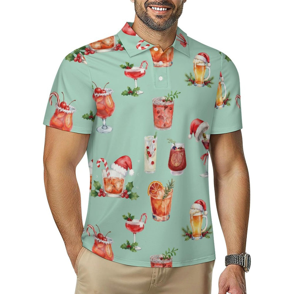 Christmas Cocktails Men's Quick Dry POLO Shirt(All-Over Printing)
