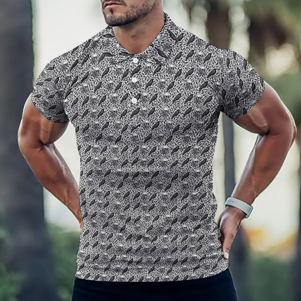 Ravens and Skulls Golf Polo Shirt Halloween