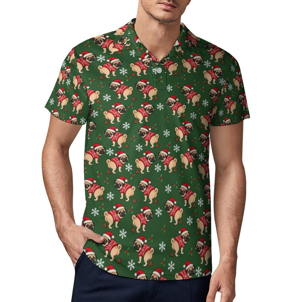 Ugly Christmas Sweater Cotton POLO Shirts Short Sleeve for Men(All-Over Printing)