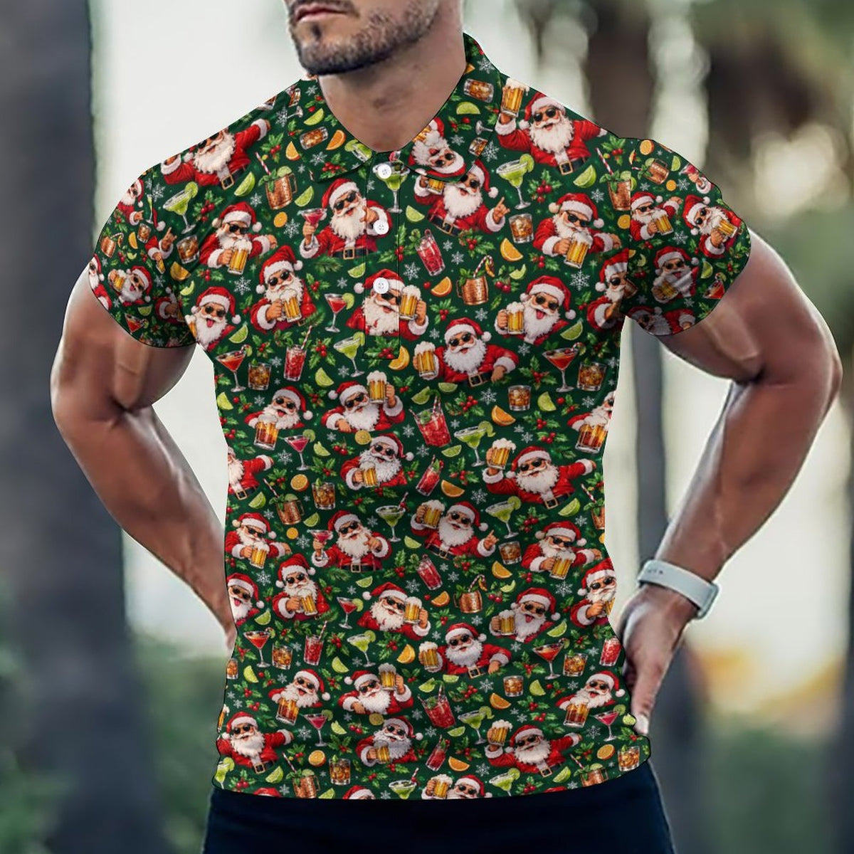 Santa's been hitting the Sauce Men's POLO Shirt(All-Over Printing)