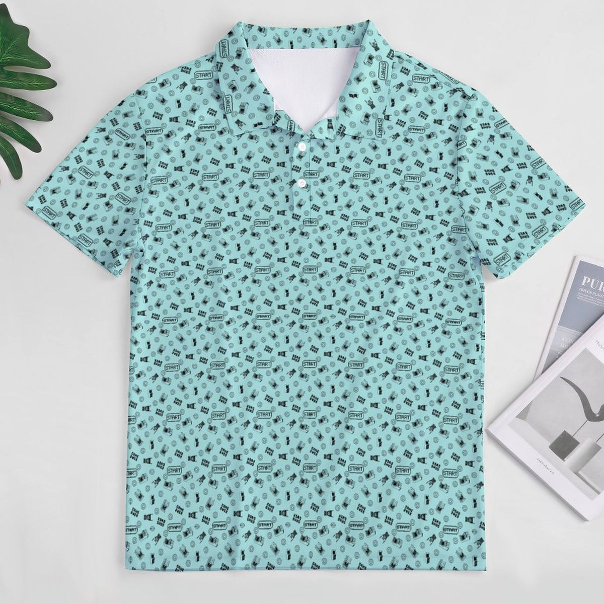 Gamer Arcade Polo Shirts with All-Over printing Design Straight