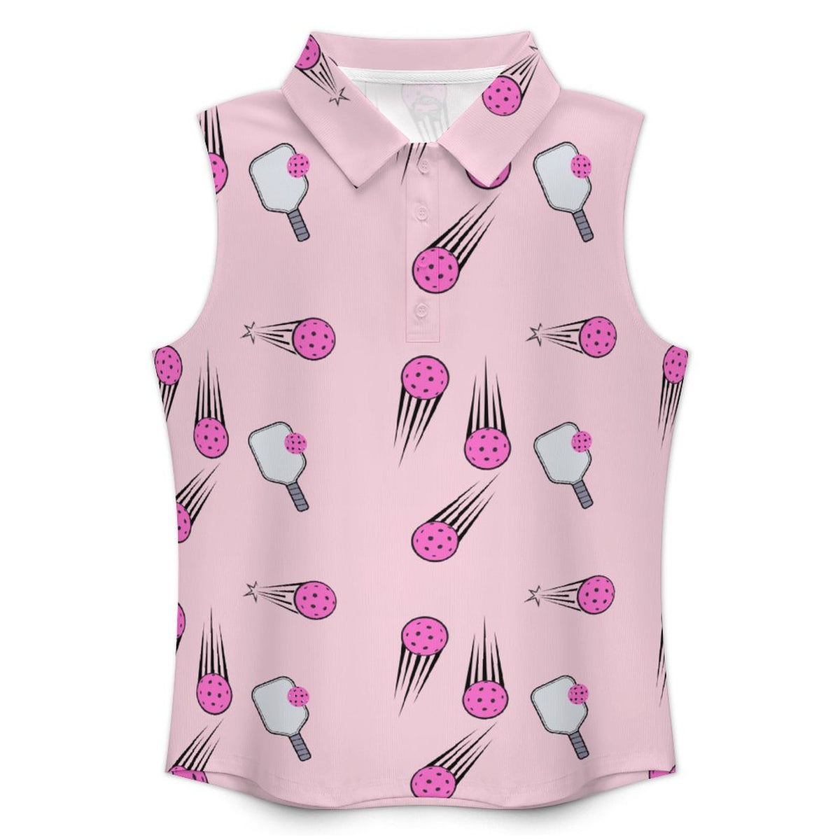 Women's Pink Pickleball POLO Tank Top(All-Over Printing)