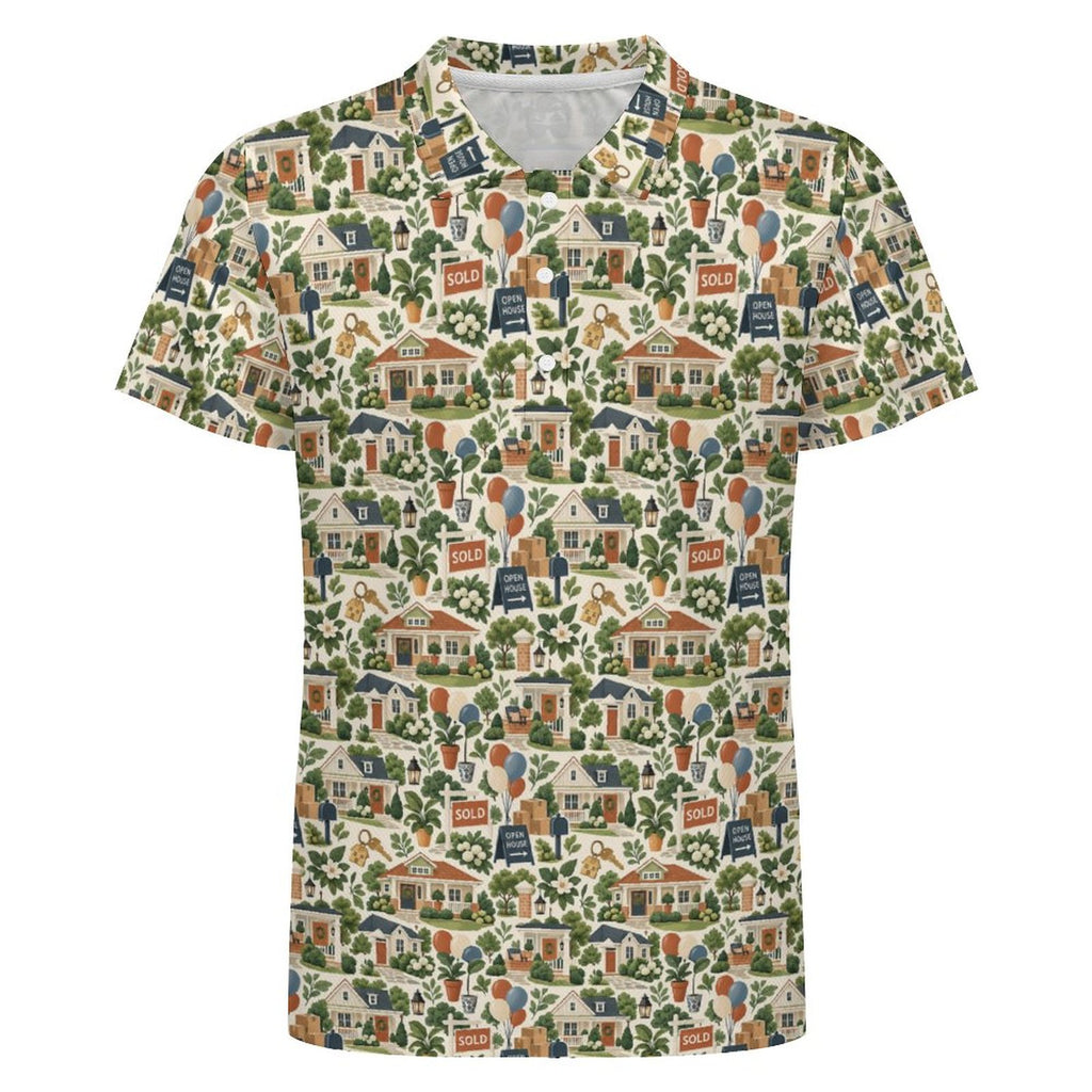 Men's Realtor POLO Shirt Stand out at showings, open houses and closings in this iconic golf polo featuring a bold real estate pattern.