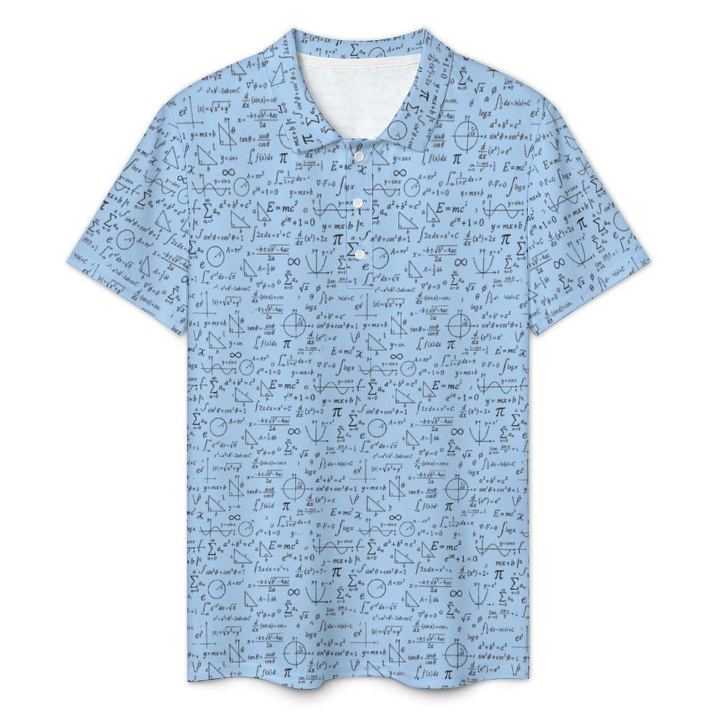 Baby Blue Math Nerd Men's Golf POLO Shirt(All-Over Printing)