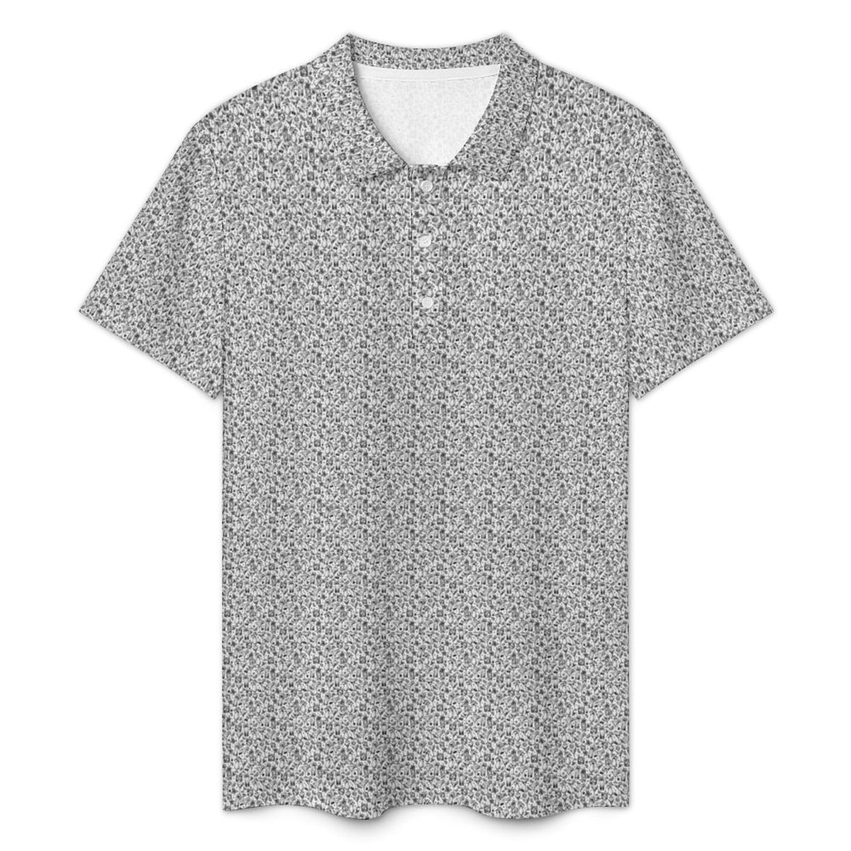 Many Mini Cocktails Black and White Men's Golf POLO Shirt(All-Over Printing)