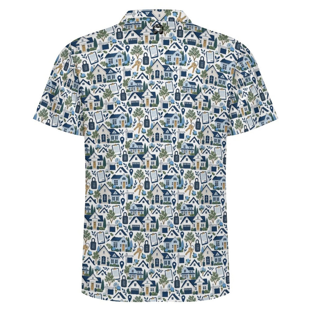 Men's Realtor  POLO Shirt Stand out at showings, open houses and closings in this iconic golf polo featuring a bold real estate pattern.