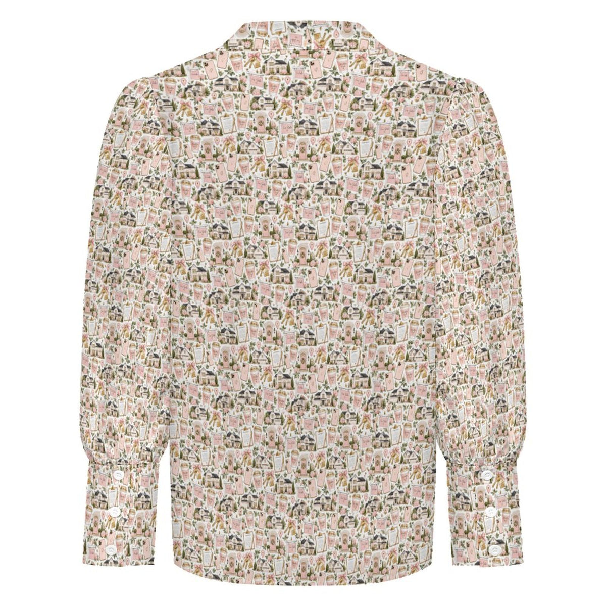 Women's Realtor  Satin Lantern Sleeve Long Sleeve Blouse Stand out at showings, open houses and closings in this iconic golf polo featuring a bold real estate pattern.