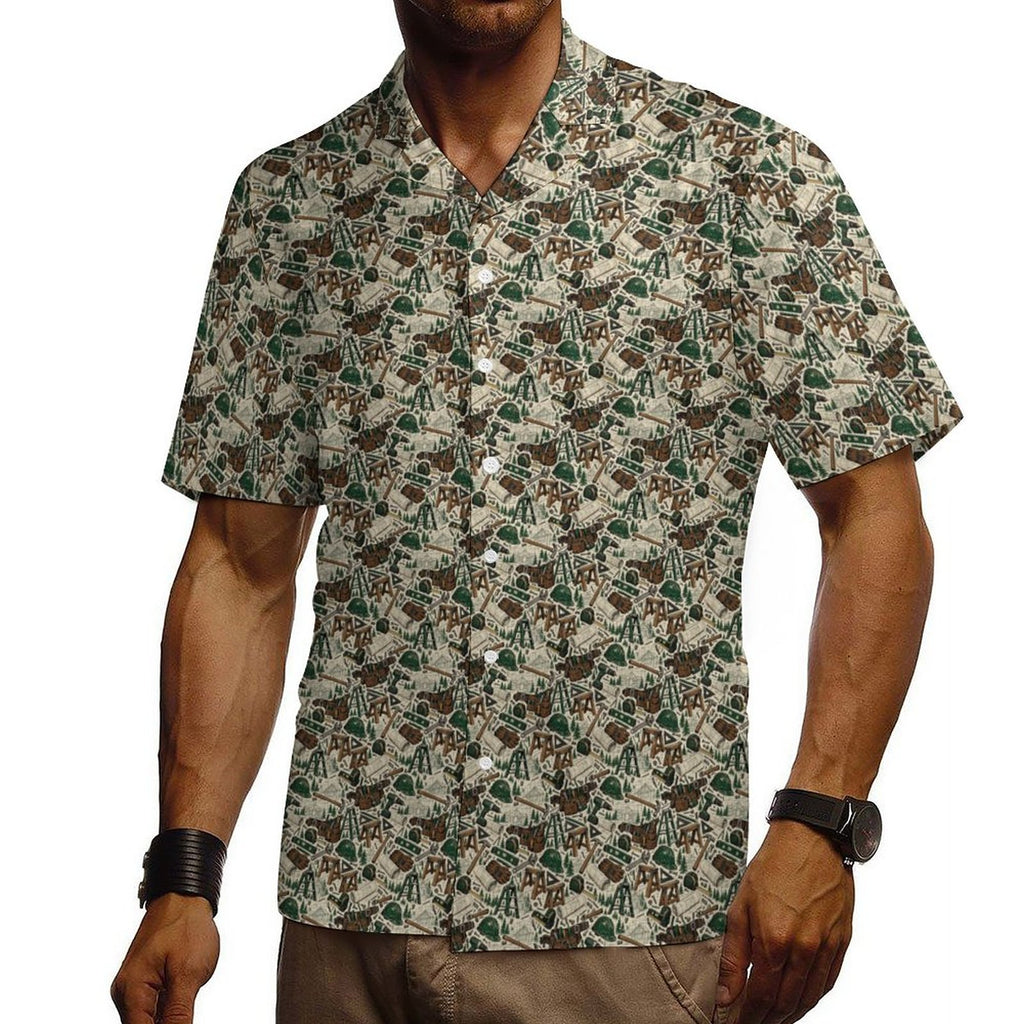 General Contractor Shirt Cotton Cuban Collar Shirt For Men(All-Over Printing)