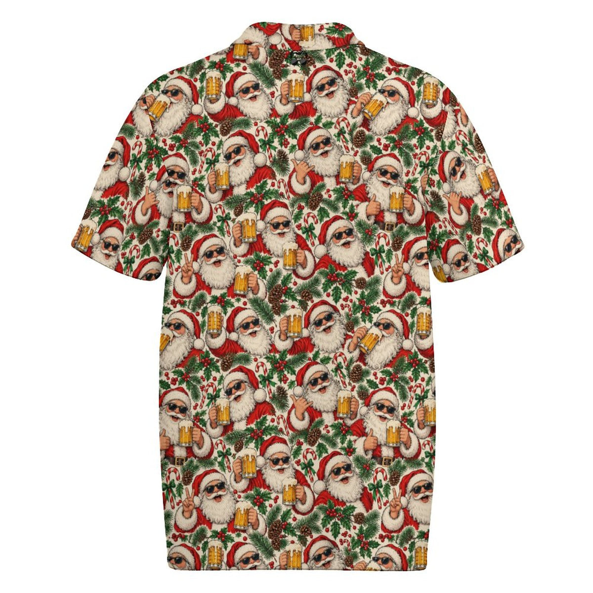 Men's Christmas Polo Santa drinking beer Quick Dry POLO Shirt(All-Over Printing)