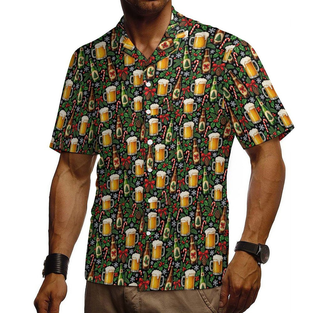Holiday Shift for men 110gsm Cotton Cuban Collar Shirt For Men(All-Over Printing)