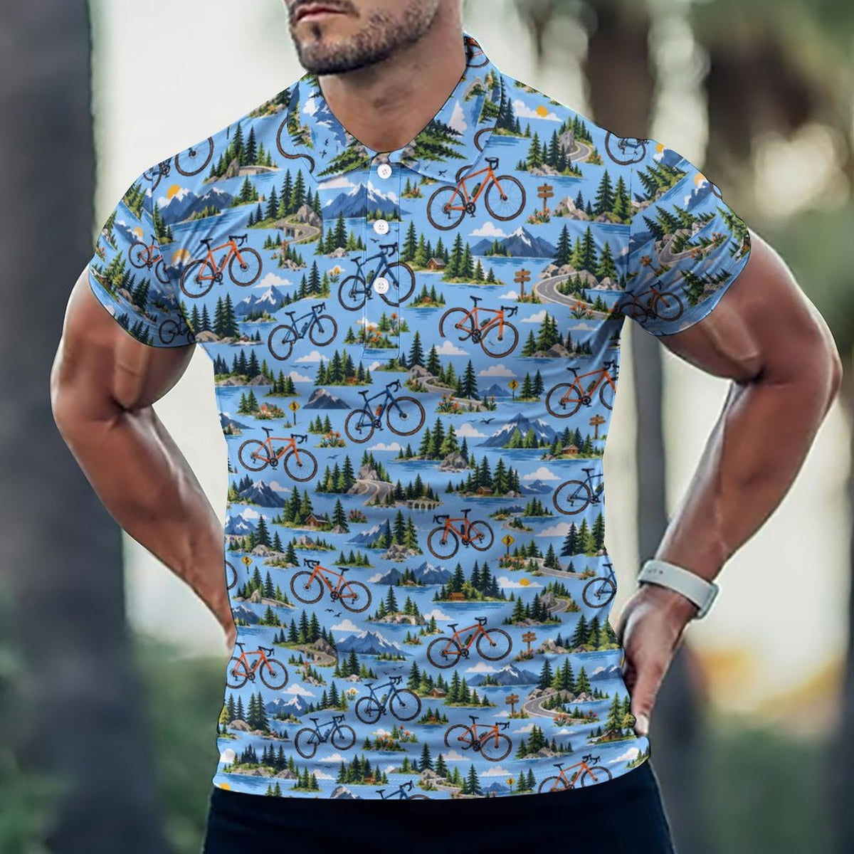 Men's Mountain Biking POLO Shirt(All-Over Printing)