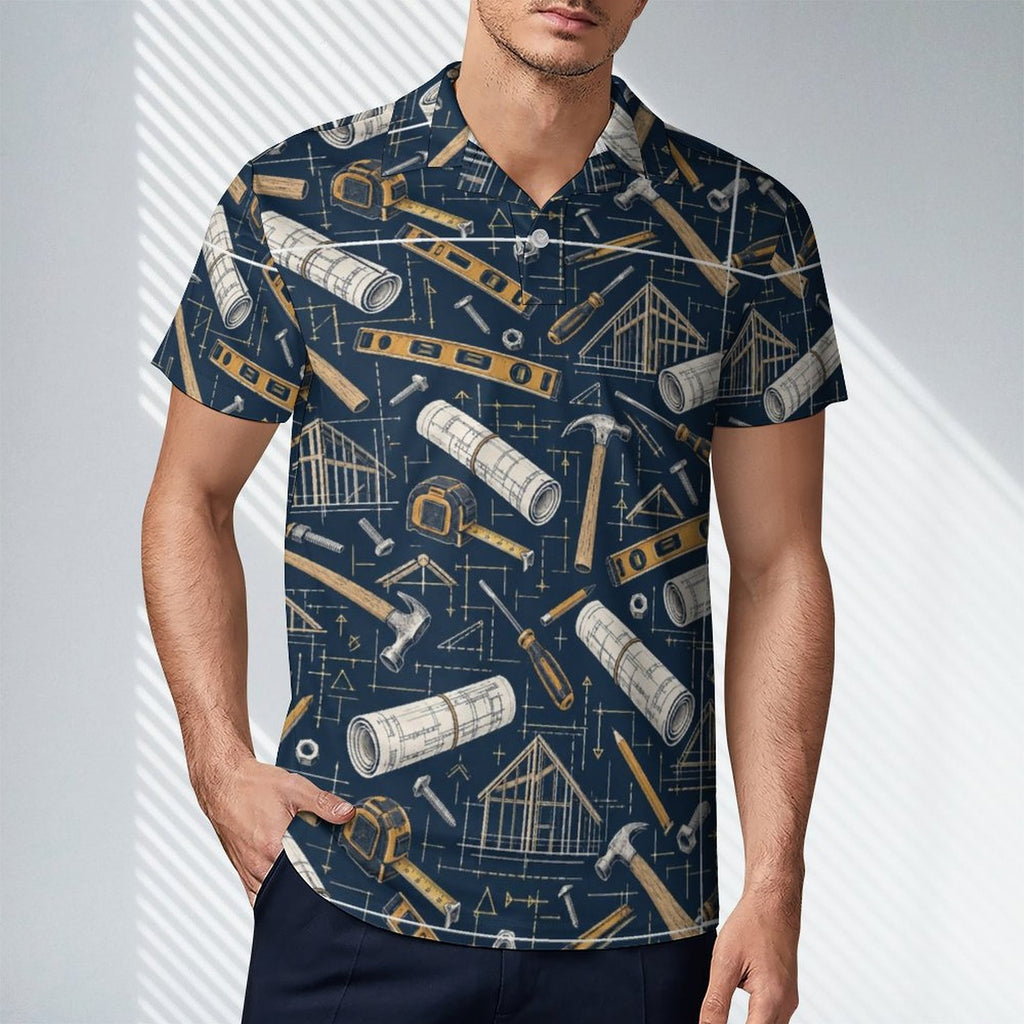 Men's General Contractor Polo UPF50+ 180gsm Cooling Polyester T-shirt Shop contractor polos and shirts featuring bold construction-inspired patterns made for builders, tradesmen, contractor, architect