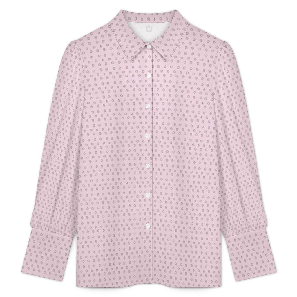 Realtor Little Homes Women's Satin Lantern Sleeve Long Sleeve Blouse(All-Over Printing)
