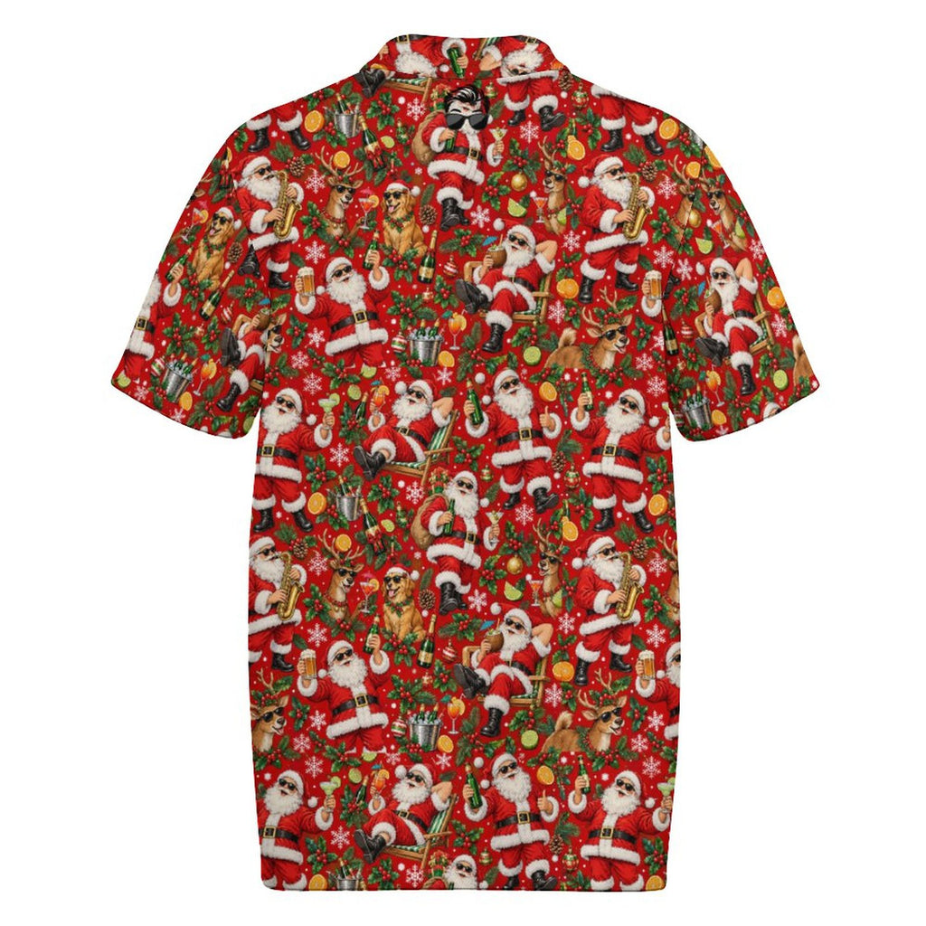 Santa and Golden Retrievers Men's Quick Dry POLO Shirt(All-Over Printing)