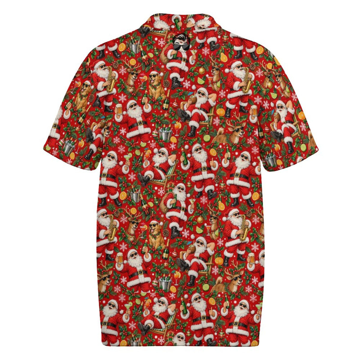 Santa and Golden Retrievers Men's Quick Dry POLO Shirt(All-Over Printing)