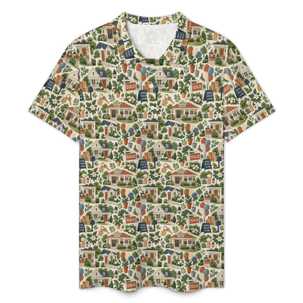 Men's Realtor POLO Shirt Stand out at showings, open houses and closings in this iconic golf polo featuring a bold real estate pattern.
