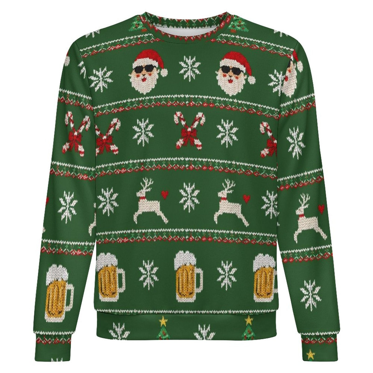 Ugly Christmas Sweater Beers Oversized Pullover Sweater(All-Over Printing)