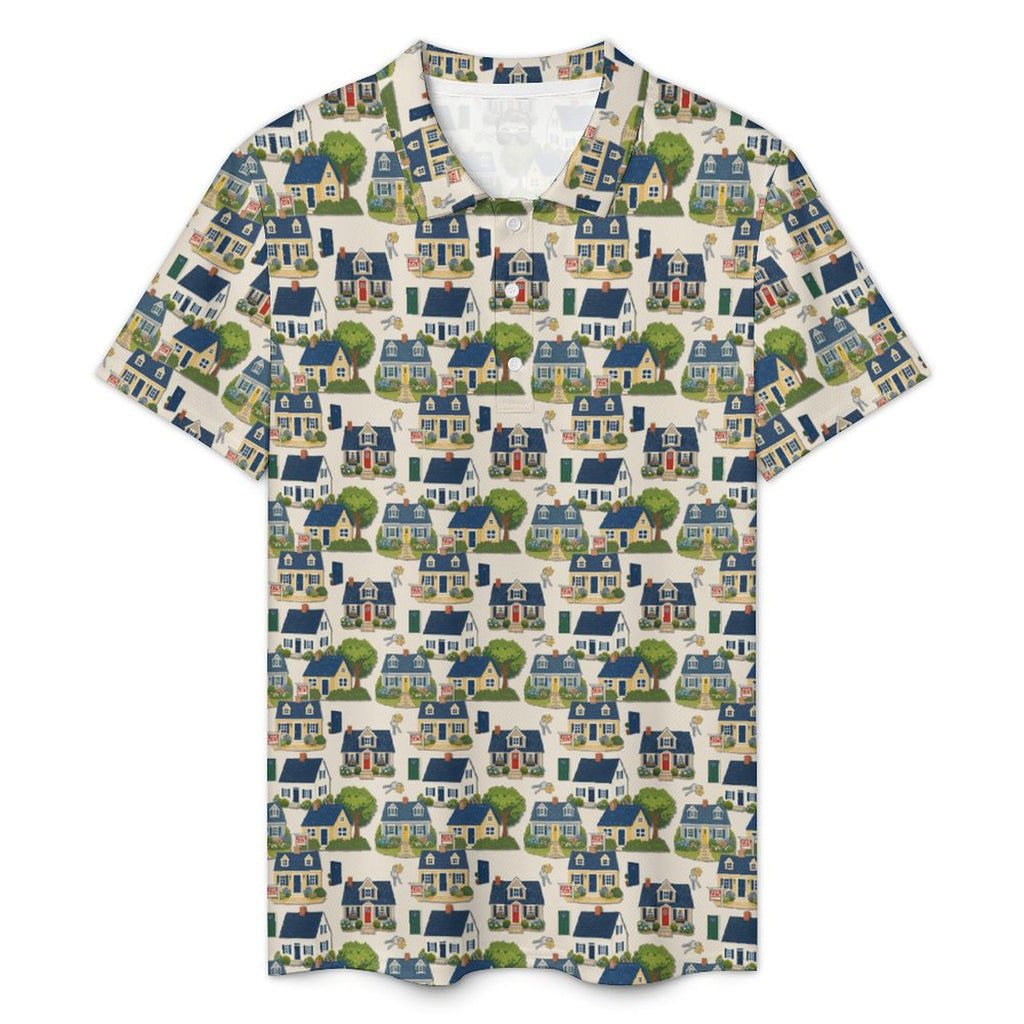 Men's Realtor POLO Shirt Stand out at showings, open houses and closings in this iconic golf polo featuring a bold real estate pattern.