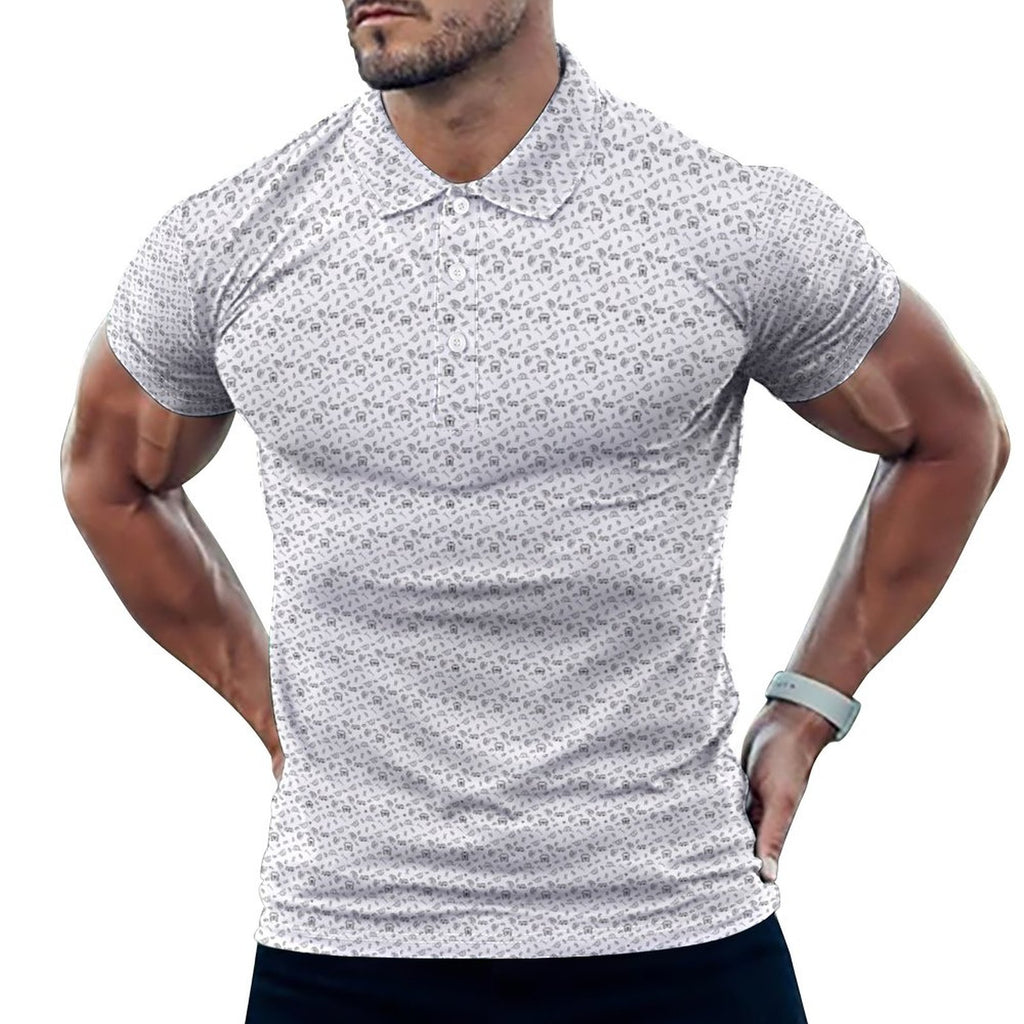 Black and white Fireman Polo Shirts with All-Over printing Design Straight