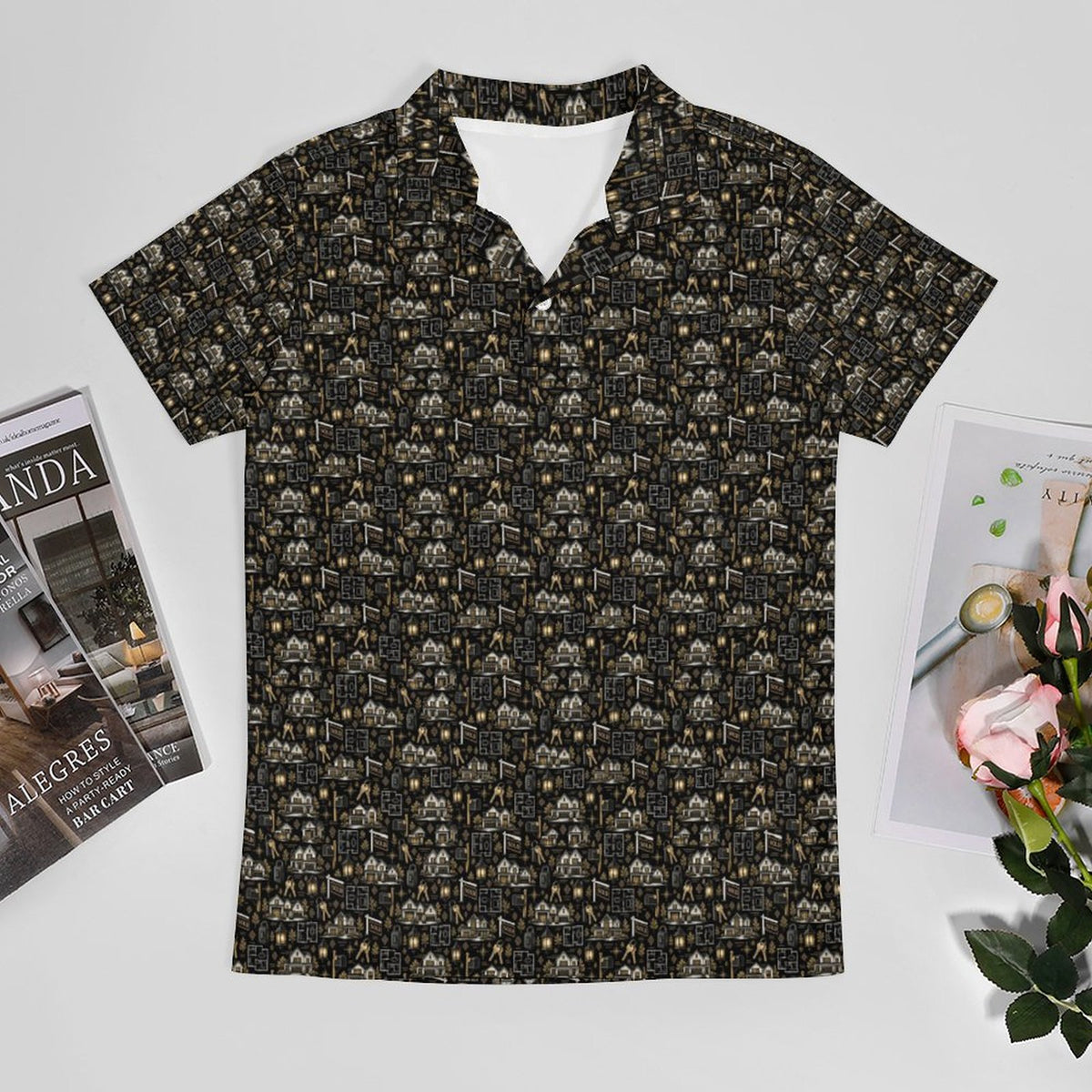 Men's Realtor Shirt UPF50+ 180gsm Cooling Polyester Men's POLO T-shirt Stand out at showings, open houses and closings in this iconic golf polo featuring a bold real estate pattern.